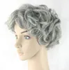 Szary włosy krótkie kobiety peruka czarna mieszanka biały syntetyczny włosy odporne na ciepło włosy kręcone szare peruki