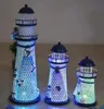 1pcs Iron Craft Lighthouse 14cm Height LED Illuminate Home Decor Desk Cute Gift