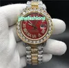 Ice Diamond Watches Men's Watches Hip Hop Rap Style moda Najlepsza jakość zegarki Red Large Automatyczne mechaniczne zegarek kalendarz