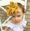 Gratis DHL 16 färger Söt Big Bow Hairband Baby Girls Toddler Kids Elastiska Headband Knuted Nylon Turban Head Wraps Bow-Knot Hårtillbehör