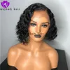 Naturlig svart kort bob Curly Simulation Human Hair Wig Glueless syntetiskt spets Front Wig Heat Resistant Fiber Hair for Black Wome3090911