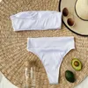 2020 Sexy Bandeau Hohe Taille Bikini Weiblichen Badeanzug Frauen Bademode Zwei-stück Bikini set Liebsten Badende Badeanzug