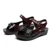 Tamanho 35-41 plataforma sandálias mulheres sandálias para mãe verão cunha sapatos gancho loop couro sandalias fundo macio zapatos mujer