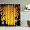 Halloween citrouille lumière sorcière terreur polyester rideaux de douche de haute qualité lavable décor de bain nouveau coloré écologique C18112209712208