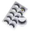 Cílios de vison 3D cílios falsos naturais cílios longos Extensão de cílios longos Ferramenta de maquiagem Faux Faux Lashes 5Pairs/Set With Clear Cap