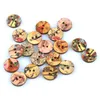 200pcs Wooden Buttons 15mm 25mm Mixed Color Pattern Round Flower Buttons Vintage Buttons with 2 Holes for Sewing DIY Art Craft Dec2304