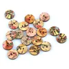 200 pièces boutons en bois 15mm 25mm motif de couleurs mélangées boutons de fleurs ronds boutons vintage avec 2 trous pour la couture bricolage artisanat d'art Dec255b