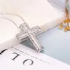 Nieuwe 925 Zilveren Prachtige Bijbel Jesus Cross Hanger Ketting voor vrouwen mannen Crucifix Charm Gesimuleerde Platina Diamanten Sieraden N022