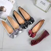 Mocassins en cuir japonais avec nœud peu profond, chaussures décontractées à fond souple, mocassins à bout carré pour femme, mocassins coréens confortables à nœud papillon, automne 2019