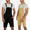 summer clothes Men Jumpsuits Oversize Jeans solid color loose Overalls Pocket Casual Straps Fashion rompers male pants274w
