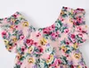 Tenues florales pour enfants Bébés filles manches volantes barboteuses à fleurs bandeaux à nœuds 2pcssets été nourrissons combinaisons florales vêtements M171508478