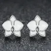 White Magnolia Stud Earring Women Summer Jewelry For 925 Sterling Silver Flower Earrings Set With Original Box Set1700713