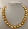 Vacker 12-13mm South Sea Gold, Barock Pearl Necklace 18 inches Silver