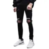 Yırtık Kot erkek Streetwear erkek Denim Nakış Pamuk Düz Delik Cep Pantolon Sıkıntılı Pantolon Clothinz0306