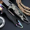 Outdoor Faca Camping lâmina Folding Pocket Knife com Clip Multifuncional EDC Utility KeyChain Facas Camo colorido