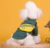 cão Outono nova versão coreana de malha grosso vestuário T-shirt Teddy dog ​​roupa ocasional pet algodão mochila listrado duas pernas