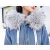 Sıcak Denim Ceket 2019 Kış Yeni Işlemeli Uzun Kapşonlu Denim Ceket Kadın Kore Düz Büyük Kürk Yaka Kalın Kadın Coat