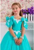 Chasseur Mousseline De Soie Perlée Fleur Gilr Robes Arcs Dentelle Vintage Petite Fille Robes De Mariée Belle Enfant Pageant Robes Robes FL01315R