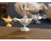 Utmärkt saga Aladdin Magic Lamp rökelse brännare Vintage Retro Tea Pot Genie Lamp Aroma Stone Home Ornament Metal Craft2229598