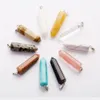 fubaoying Charms Natural Stone Hexagonal bullet Teardrop Necklace Pendant 10*32mm Chakra beads DIY Jewelry making earring Free shipping