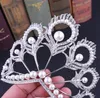 Luxuoso Junoesque Coroas de Prata Strass Casamento Nupcial Coroas de Noiva Tiaras de Cabelo Tiaras de Cabelo Brilhante Tiaras De Noiva