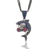 18k goud wit goud ijsje uit blauwe cz kubieke zirconia bokshaai heren ketting gepersonaliseerde volledige diamant hiphop sieraden geschenken voor mannen