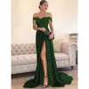 2020 sexy laço ombro vermelho vestidos de dama de honra lado dividido fora dos apliques vestido de convidado de casamento barato dama de honra vestidos 66136459524202