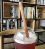 Natural reusable bamboo bubble tea straw tube set with case and cleaner brush bulk customized logo