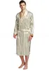 Men's Sleepwear Mens Silk Satin Pajamas Pajama Pyjamas PJS Robe Robes Nightgown S M L XL 2XL 3XL Plus Beige Blue Striped1