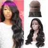 Malaysische Echthaar-Körperwelle 360 Lace Wig mit Baby Har Natural Color Adjustable Band