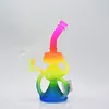 Rasta Color Glass Bong Recycler Dab Rig 10 tum Glass Water Pipe Cool Showerhead Perc Oil Rig Bubbler With Banger