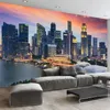 Custom Photo Wallpaper 3D Singapore City Building Night View Mural Living Room Office Backdrop Wall Decor Modern Creative Fresco