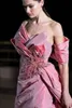 2019 Elie Saab Fuchsia Prom Dresses Off The Shoulder Lace Appliced ​​Beads Side Splitsen Een lijn Avondjurk Op maat gemaakte formele feestjurken