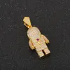 HIP HOP STREET GOUD ZILVER GEKOPPELEERDE RUIMMANTMANEN Ketting Micro Pave Zirkoon Iced Out Out Astronaut Hanger Ketting voor Mannen