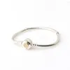 14K gult guldpläterade klassiska armband Logotyp Originalbox för Pandora 925 Silver 3 mm ormkedja för kvinnor