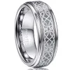 Mäns 8mm Laser Celtic Knot Borstad Tungsten Karbid Bröllop Band Ringar Polerad Step Edge Storlek 6-13