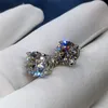 Vecalon brinco feito à mão com 4 garras, 3ct dianond 925, prata esterlina, noivado, casamento, brincos para mulheres, homens2542