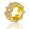 Anello con diamanti ghiacciati da uomo Gioielli hip-hop Bling CZ Stone Hiphop Anelli d'oro Gioielli da sposa da uomo firmati