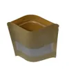 100 stycken Lot 5 Storlekar Stand Up Kraft Paper Food PALLS DOPPACK ZIP LOCK BROWN STORAGE PAPER BAK CLEAR Fönster Bulk Matpaket Väskor289e