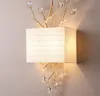 Retro Guldkristall Gate Vägg Sconces Modern Walkway Wall Lights Bedroom Princess Rum LED Lampa Vit Skugga E27 Crystal Wall Lamp Myy