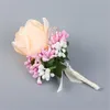 Vendita calda Best Man corpetto per lo sposo groomsman seta rosa fiore abito da sposa fiore all'occhiello accessori pin spilla decorazione