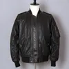 Vluchtjas Schapenvacht Lederen Jas Mannen Motorfiets Biker Leren Jas Rode Bomber Baseball Uniform