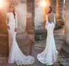 New Amazing Full Lace Wedding Dresses Sexy Mermaid Open Back Long Sleeve Bohemian Simple Beach Bridal Gowns Vestidos De Mariee