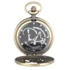 Antyczny zegarek kieszonkowy Steampunk Hollow Out Case Geer Wheel Quartz analogowy ruch mężczyźni kobiety zegar naszyjnik łańcuszek prezent