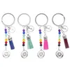 32mm Söt Lotus Tassel Keychain För Kvinnor Bag Plånbok Charm Hängsmycke KeyRing Purse Handväska Dekoration Bil Cirkel Nyckelringar