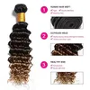 Djupvåg 1b / 4/27 Ombre Brasiliansk Virgin Hair 3/4 Bundles Black Brown Honey Blonde Tre Tone Ombre Hair For Black Women