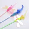 1 PC Colorful Sounding Dragonfly Feather Tickle Cat Rod Popular Cat Teaser Interactive Training Toys Pet Supplies269O