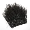 Burmańska Dziewicza Remy Włosy 3C 4A 4B 4C Natural Black 140g Afro Kinky Kręcone Klips w ludzkich rozszerzeniach włosów