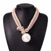 Big Imitation Pearl Pendant Halsband för kvinnor tjockt rep Justerbart uttalande chokers halsband smycken ukmoc2222445