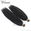 VMAE Indian Raw Virgin Natural Black Pre Bonded Cuticole Allineato Human Hair Cheratina Stick Prebonded U TIP Afro Kinky Curly I Tip Extensions